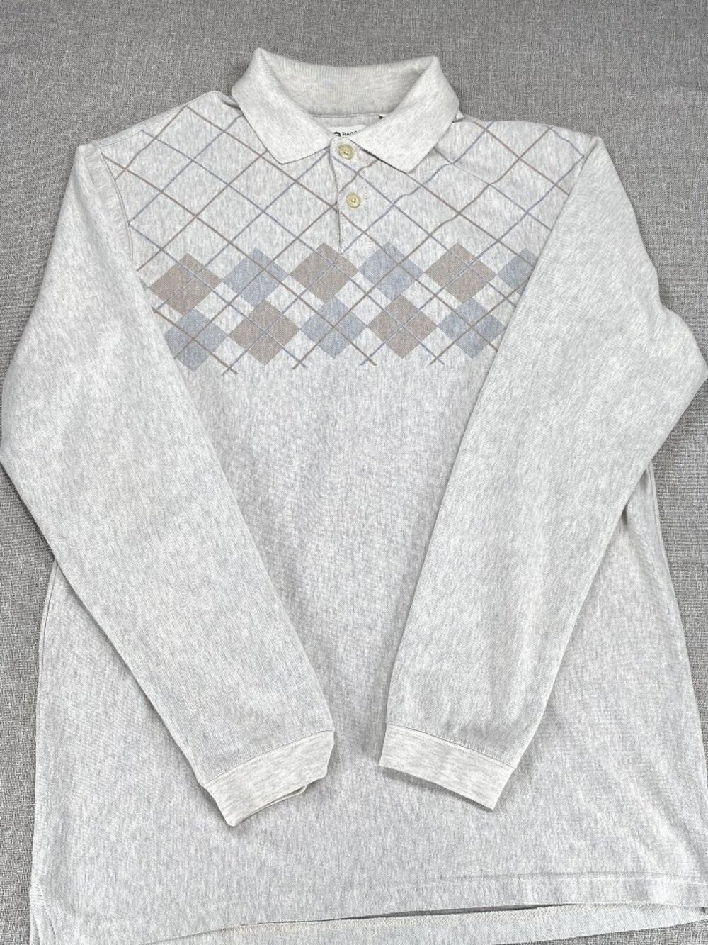 Haggar Knit Polo Shirt Top Men's Medium Multicolor Argyle Long Sleeve Casual - Picture 4 of 11